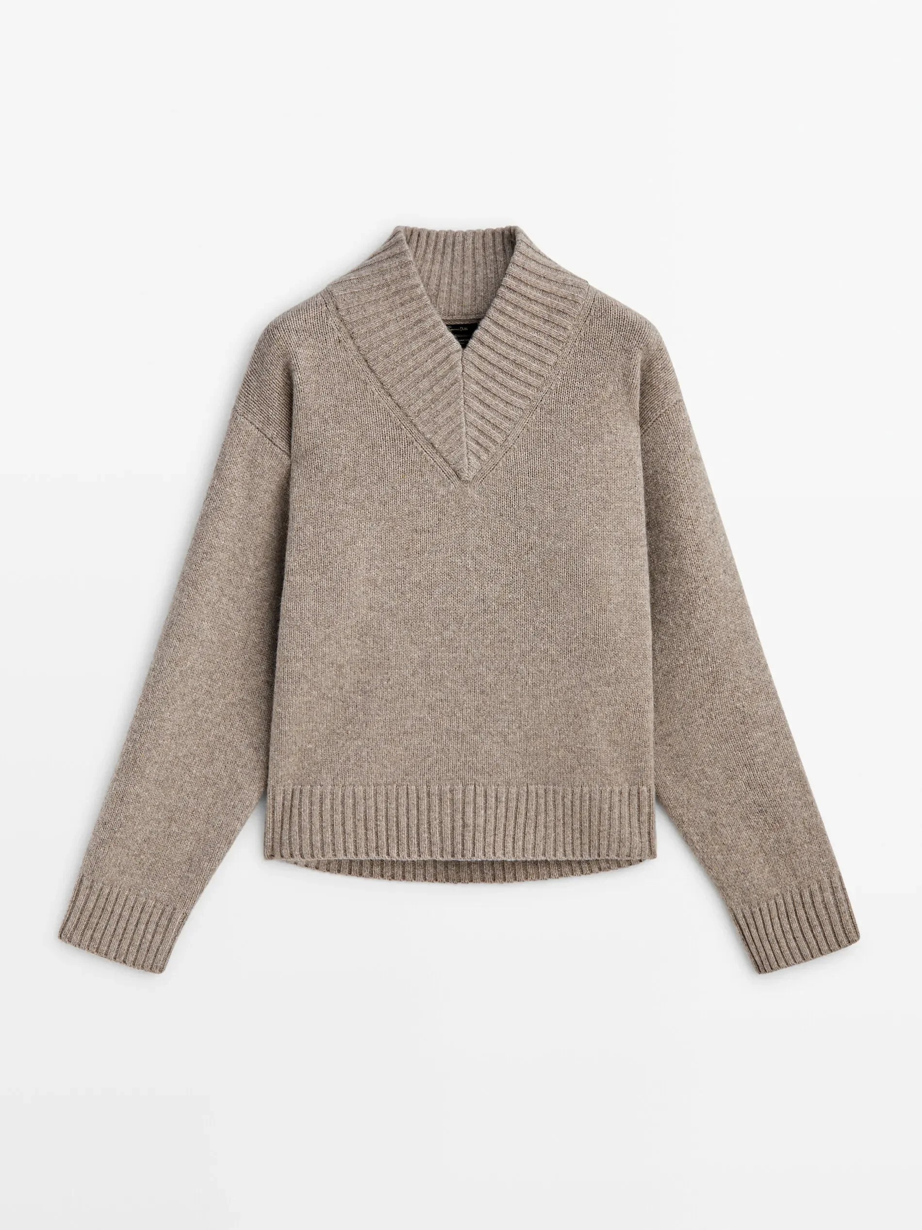 Wool Blend V-Neck Simple Sweater