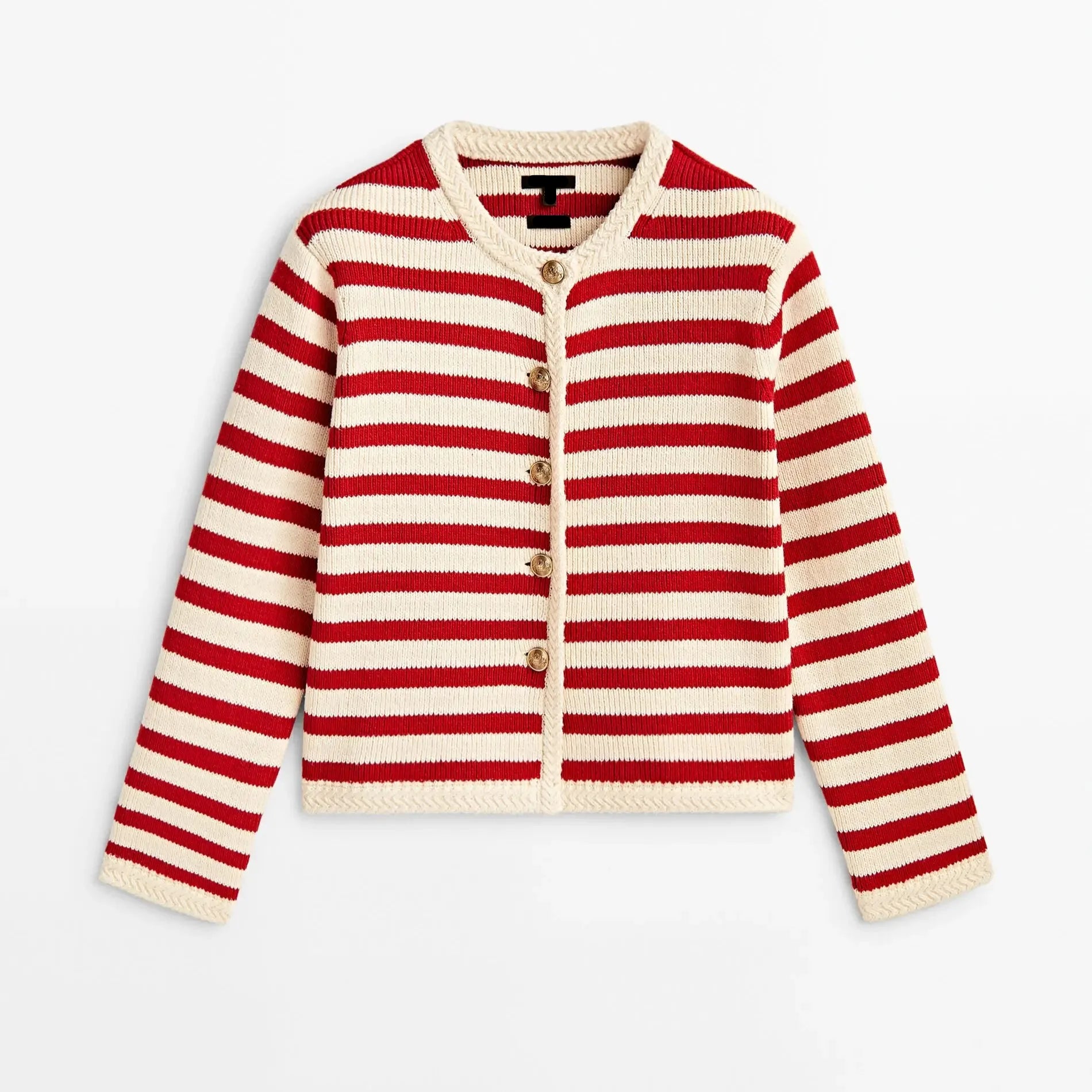 New Slim-Fit Button-Down Classic Striped Cardigan